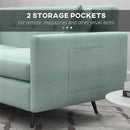 Blue Fabric 2 Seater Sofa with Storage Pockets