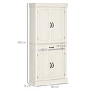 White Wood Grain Kitchen Cupboard with 4 Doors and Drawer, 180cm