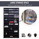 Black Wooden Media Storage Shelf with 10 Adjustable Shelves