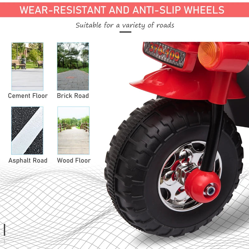 Red 3-Wheel Electric Ride-On Motorcycle for Toddlers with Lights and Music