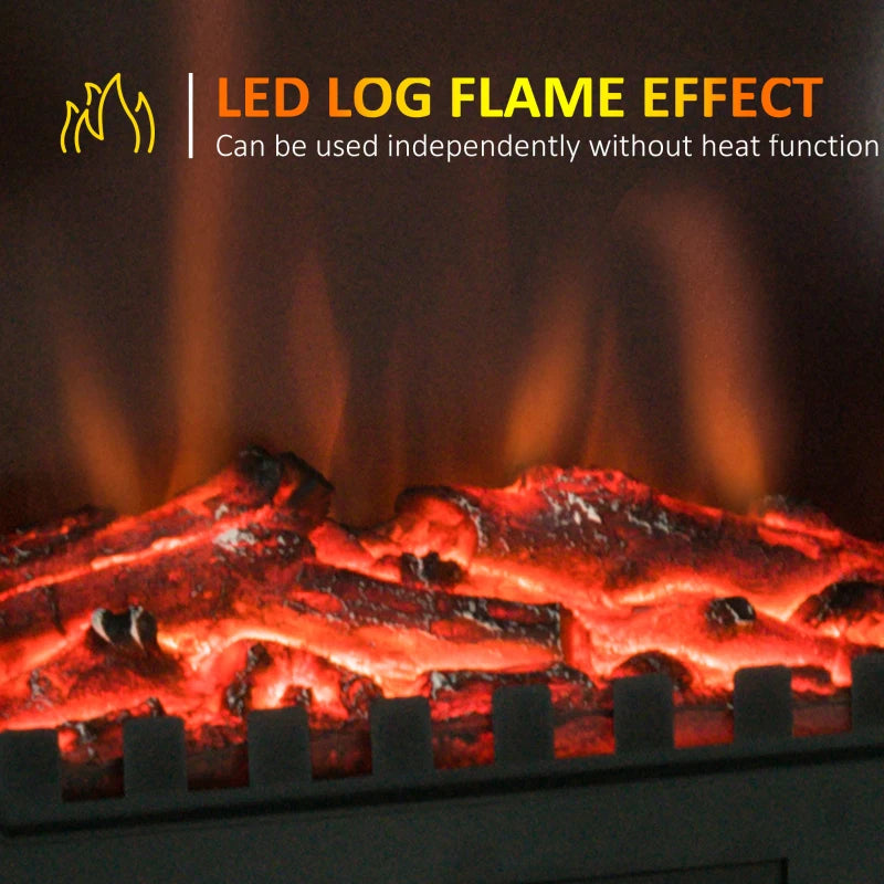 Black Electric Fireplace Stove with LED Flame Effect 1000W/2000W