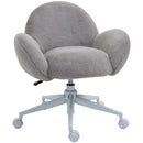 Grey Fluffy Rolling Desk Chair for Home Office or Bedroom