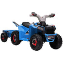 Blue 6V Quad Bike with Back Trailer for Toddlers 18-36 Months