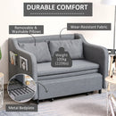 Grey 2 Seater Sofa Bed with Pillows and Side Pockets