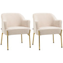 Gold Plated White Accent Chairs, Set of 2