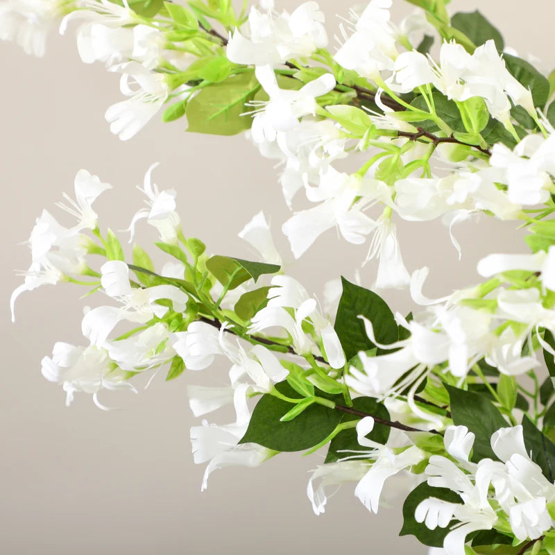 White Artificial Honeysuckle Flower in Pot Set of 2 - Indoor Outdoor Fake Plants 15x15x150cm
