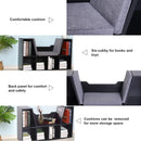 Black 6-Compartment Bookcase with Padded Seat