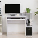 White Computer Desk with Sliding Keyboard Tray & Storage Drawer