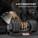 Adjustable Dumbbells Set with Storage Tray, Non-Slip Handle - 4-in-1 Weights, 7KG-24KG