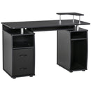 Black Computer Desk with Keyboard Tray and Drawers