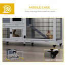 Grey Portable Rabbit Cage with Run, Wheels, Ramp - Indoor/Outdoor