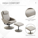 Grey Leather Swivel Recliner Chair with Footrest