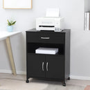 Black Printer Stand with Storage Drawer - Home Office Organizer