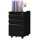Black 3-Drawer Steel File Cabinet with Pencil Tray