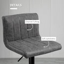 Grey Swivel Barstools Set of 2, Adjustable Counter Chairs with Footrest, PU Leather