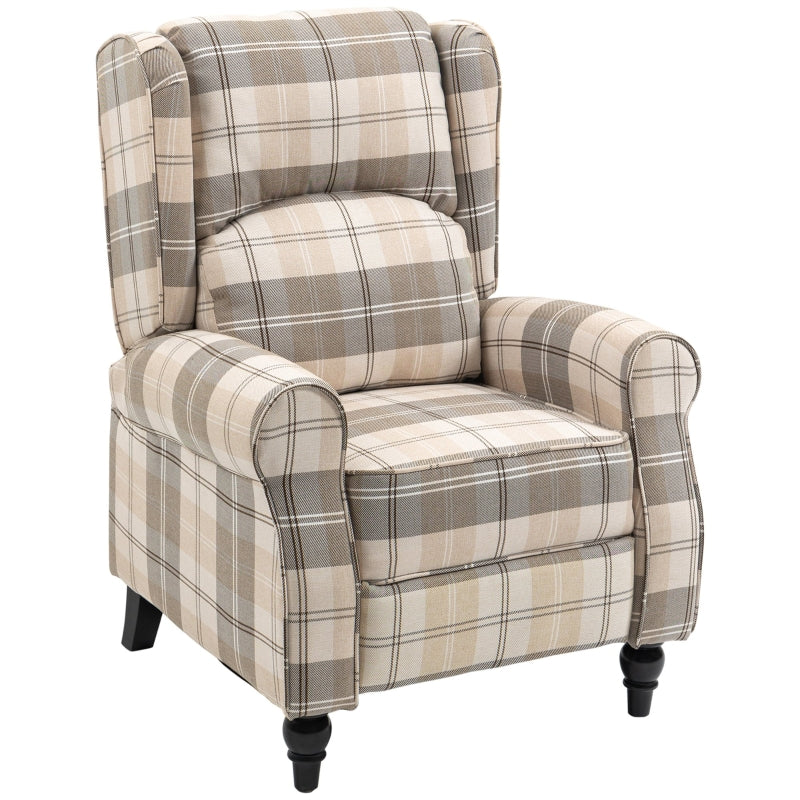 Khaki Padded Recliner Armchair with Armrest - Living Room Furniture
