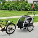 2-Seater Baby Bike Trailer with Pivot Wheel Hitch - Black & White