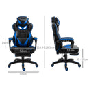 Blue Gaming Chair with Lumbar Support, Footrest, and Headrest