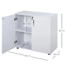 White 2-Tier Lockable Office Storage Cabinet with 2 Keys