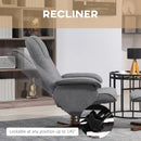 Grey Linen Swivel Recliner Chair Set with Footstool