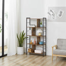 Rustic Brown 5-Tier Metal Frame Storage Shelf Bookcase