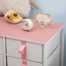 6-Drawer Pink Fabric Storage Cabinet with Metal Frame and Wooden Top