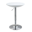 White Adjustable Height Round Bar Table with Swivel Painted Top