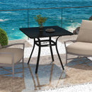 Black 4-Seater Steel Garden Table with Parasol Hole