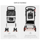 Grey Dog Stroller with Rain Cover for Small Dogs