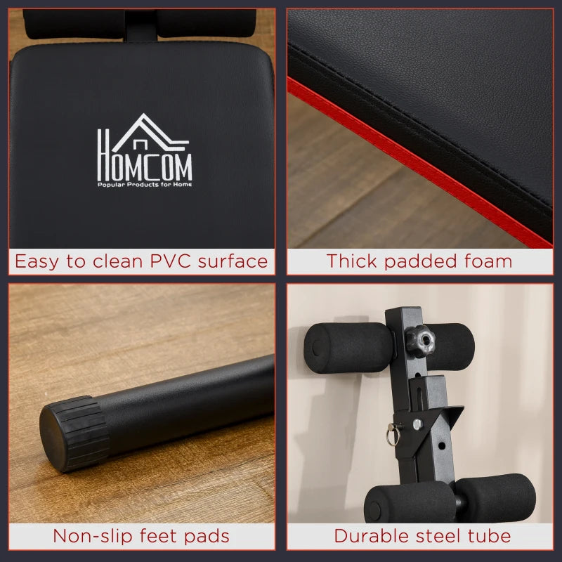 Adjustable Black Sit Up Bench with Thigh Support - Home Gym Essential