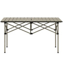 Portable Khaki Aluminium Two-Seater Table with Roll-Up Top
