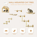 Cat Wall Climbing Set with House, Perches, Posts - Gray