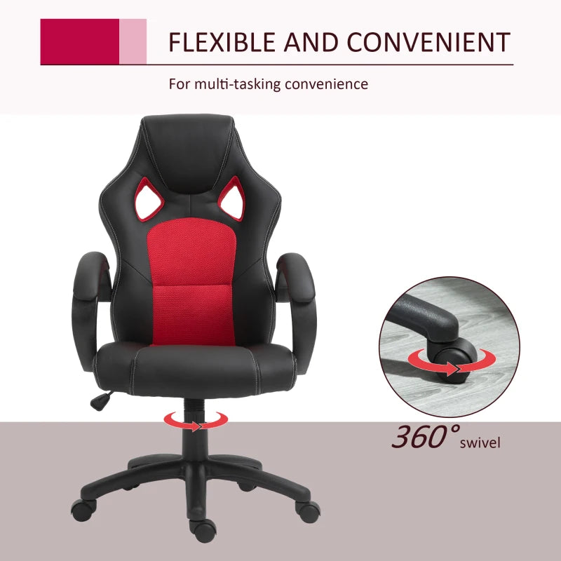 Black High-Back Faux Leather Office Chair with Wheels