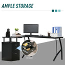 Black L-Shaped Industrial Style Office Desk with Storage Drawer - 143.5 x 143.5 x 76cm
