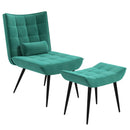 Green Upholstered Accent Chair Set with Footstool - Modern Armless Design
