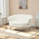 Modern Cream Velvet Loveseat Sofa with Petal Backrest