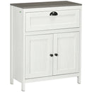 White Bathroom Storage Cabinet with Drawer and Double Doors