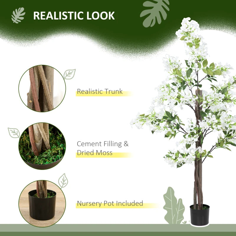 White Artificial Honeysuckle Flower in Pot Set of 2 - Indoor Outdoor Fake Plants 15x15x150cm