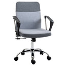 Grey Linen Swivel Office Chair with Wheels