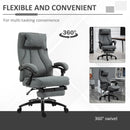 Grey Fabric Office Chair with Massage Pillow, USB Power, Footrest - High Back, 360° Swivel