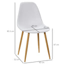 Set of 4 White Modern Dining Chairs with Steel Legs