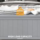 Grey Wooden Storage Trunk with Safety Hinges and Cut-out Handles, 76 x 40 x 48 cm