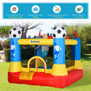 Blue Kids Football Inflatable Bouncy Castle Trampoline with Blower - Outdoor Garden Fun (Ages 3-8)