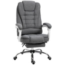 Grey Linen Swivel Office Chair with Reclining Backrest and Footrest