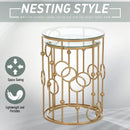 Gold Round Nesting Coffee Tables Set of 2 with Glass Top