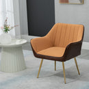 Velvet Armchair with Golden Steel Legs, Light Brown