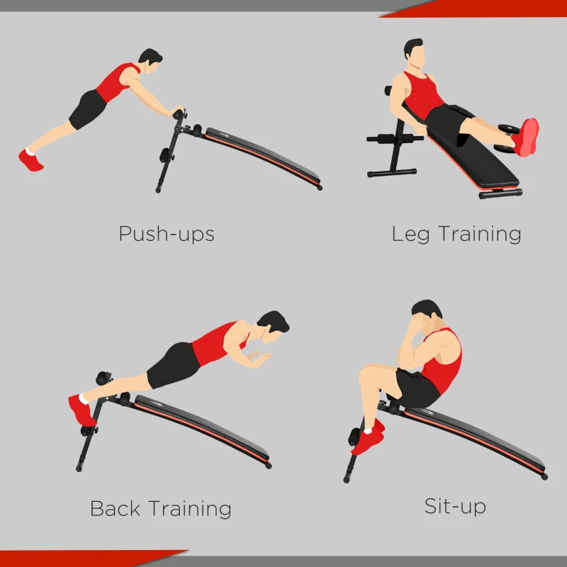 Adjustable Black Sit Up Bench with Thigh Support - Home Gym Essential