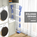 Blue 4-Shelf Folding Clothes Drying Rack with Side Arms and Wheels