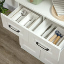 White Freestanding Kitchen Storage Cabinet with Drawers and Shelves