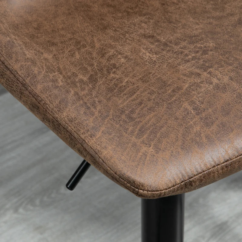 Brown Swivel Bar Stools Set of 2 - Adjustable Counter Height Dining Chairs
